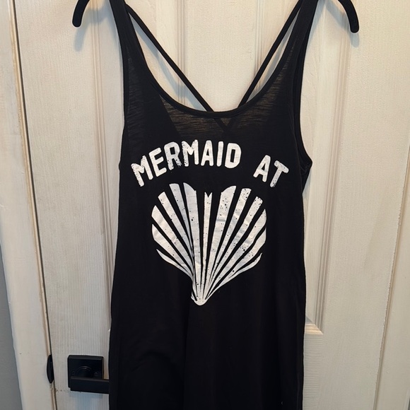 Xhilaration Black Tank Top with White Mermaid Print - Picture 2 of 5